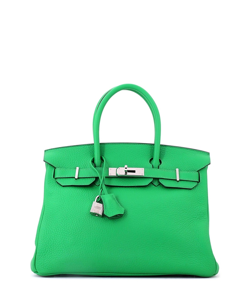 Pre-Owned HERMES Birkin 30 Handbag Green Clemence with Palladium Hardware