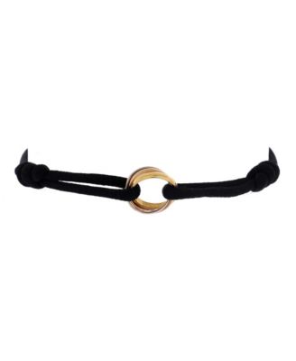  Trinity On Cord Bracelet Silk Cord with 18K Tricolor Gold