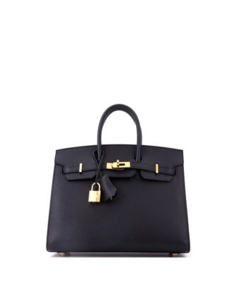 Birkin 25 Handbag Black Madame with Gold Hardware