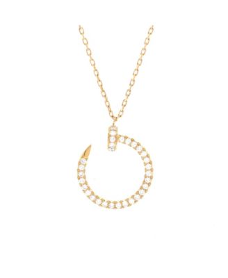  Juste un Clou Pendant Necklace 18K Gold and Pave Diamonds, 17.75"