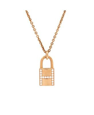 Amulettes Cadenas Pendant Necklace 18K Rose Gold with Diamonds, 15.75"