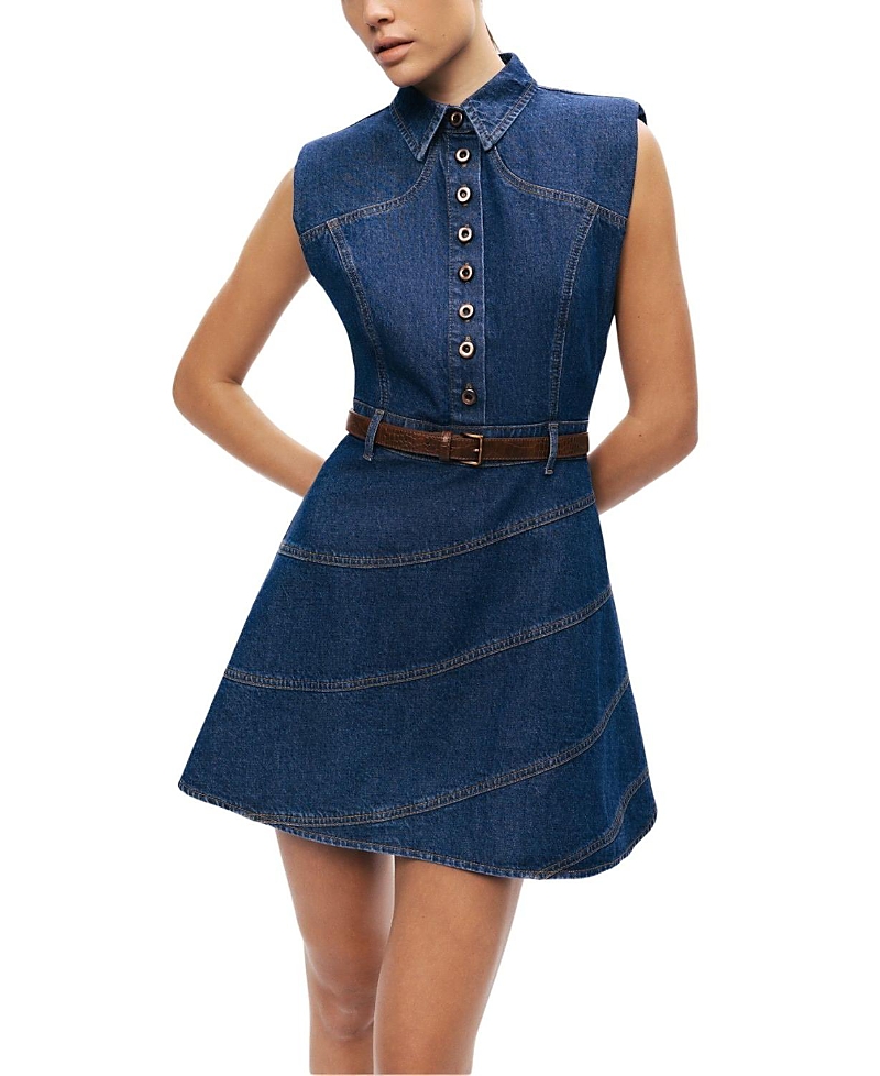Nocturne Belted Denim Mini Dress