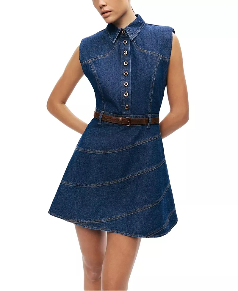 Nocturne Belted Denim Mini Dress