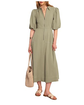 Women's Utility Zip Midi Shirt Dress