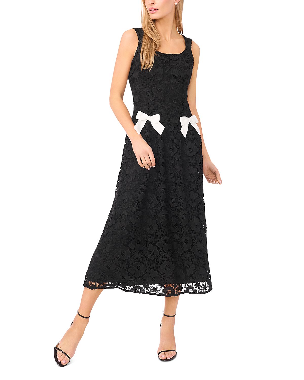 CeCe Lace Midi Dress with Bow Details