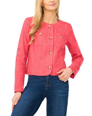 Collarless Eyelet Jacket