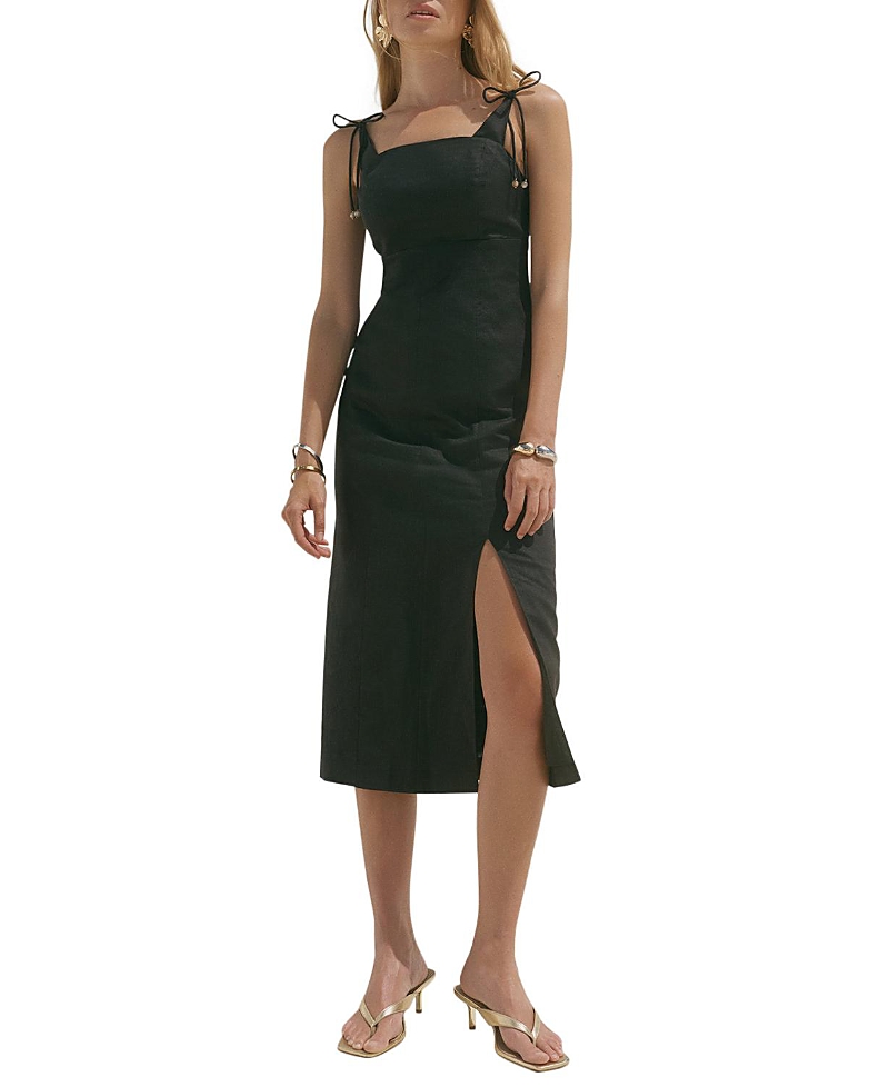 Mint Velvet Women's Linen Bow Detail Midi Dress