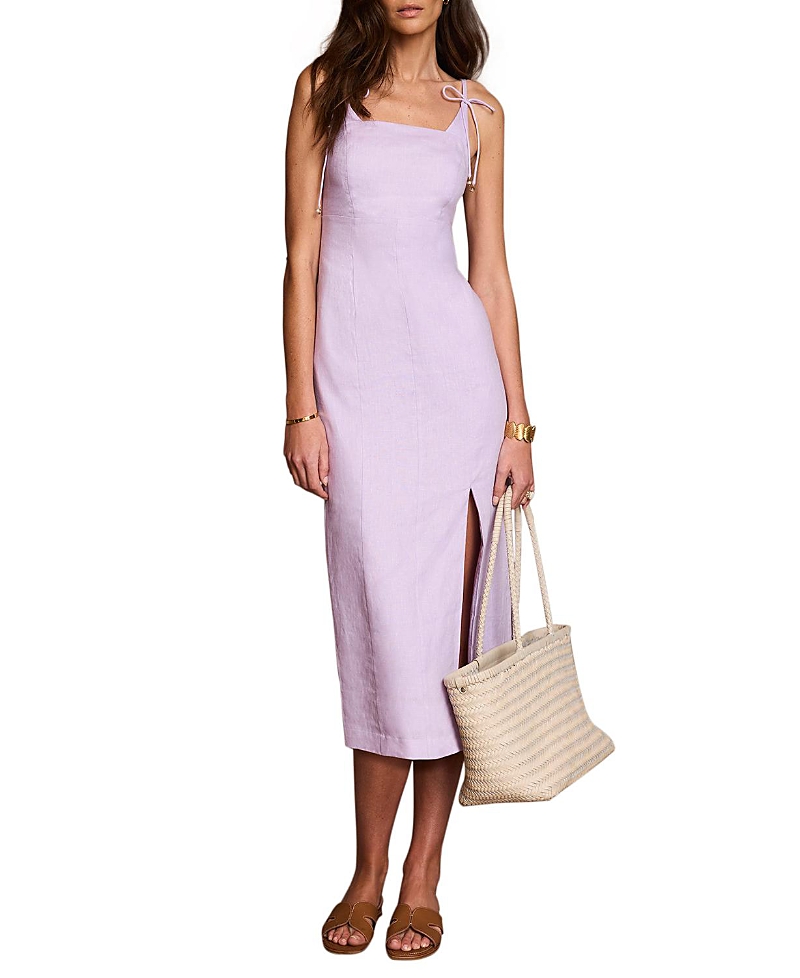 Mint Velvet Women's Linen Bow Detail Midi Dress