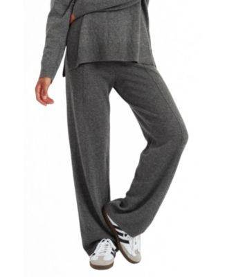  Women's Wool Cashmere Wide Leg Track Pants