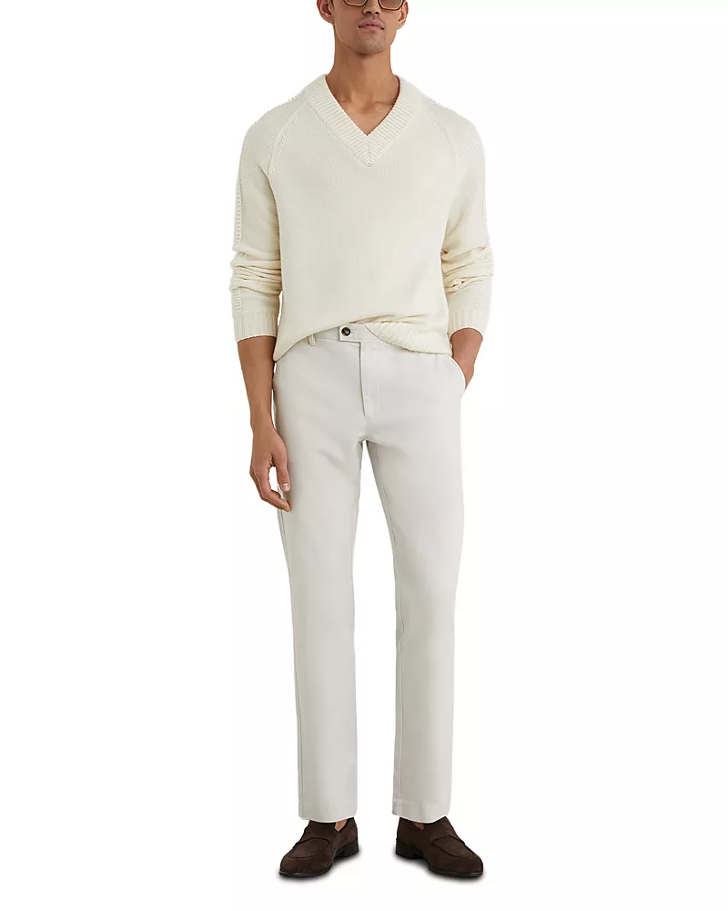 Reiss Dobby Tailored Fit Pique Chino Trousers