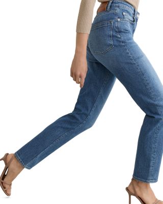 Aubrey High Rise Slim Straight Jeans in Mid Blue - thumbnail 4