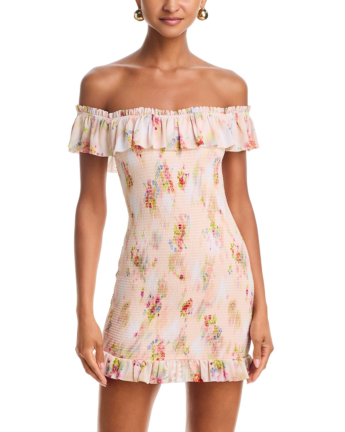 Afrm Syra Smocked Mini Dress