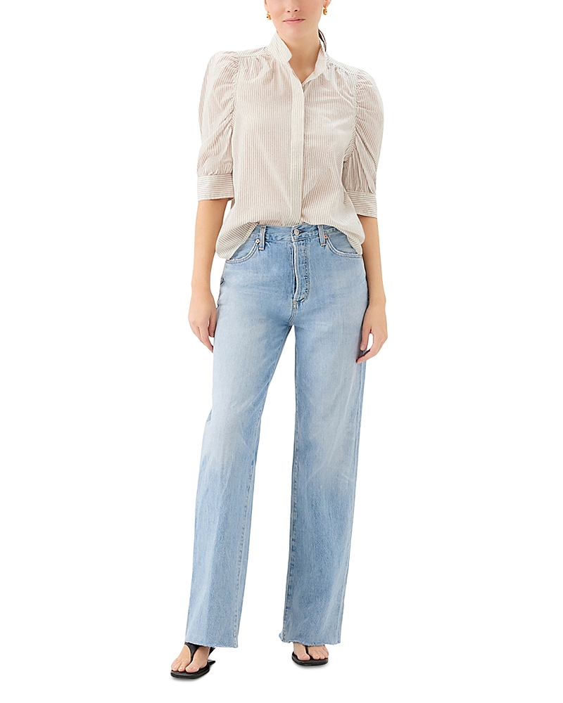 Fifteen Twenty Maria Embellished Mandarin Stripe Shirt