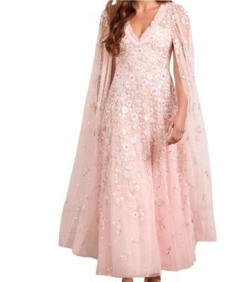 Needle & Thread Ethereal Blooms Cape Sleeve Ankle Gown