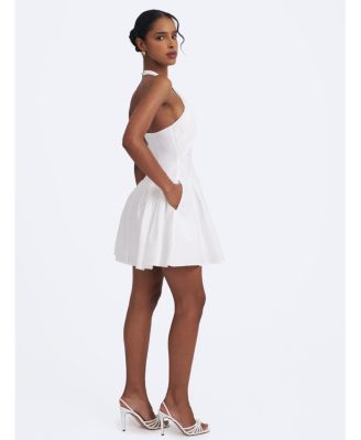 ruffle maxi dress white Celeste White Asymmetrical Ruffle Maxi Dress M