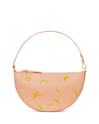 Wink Banana Print Leather Wristlet 
