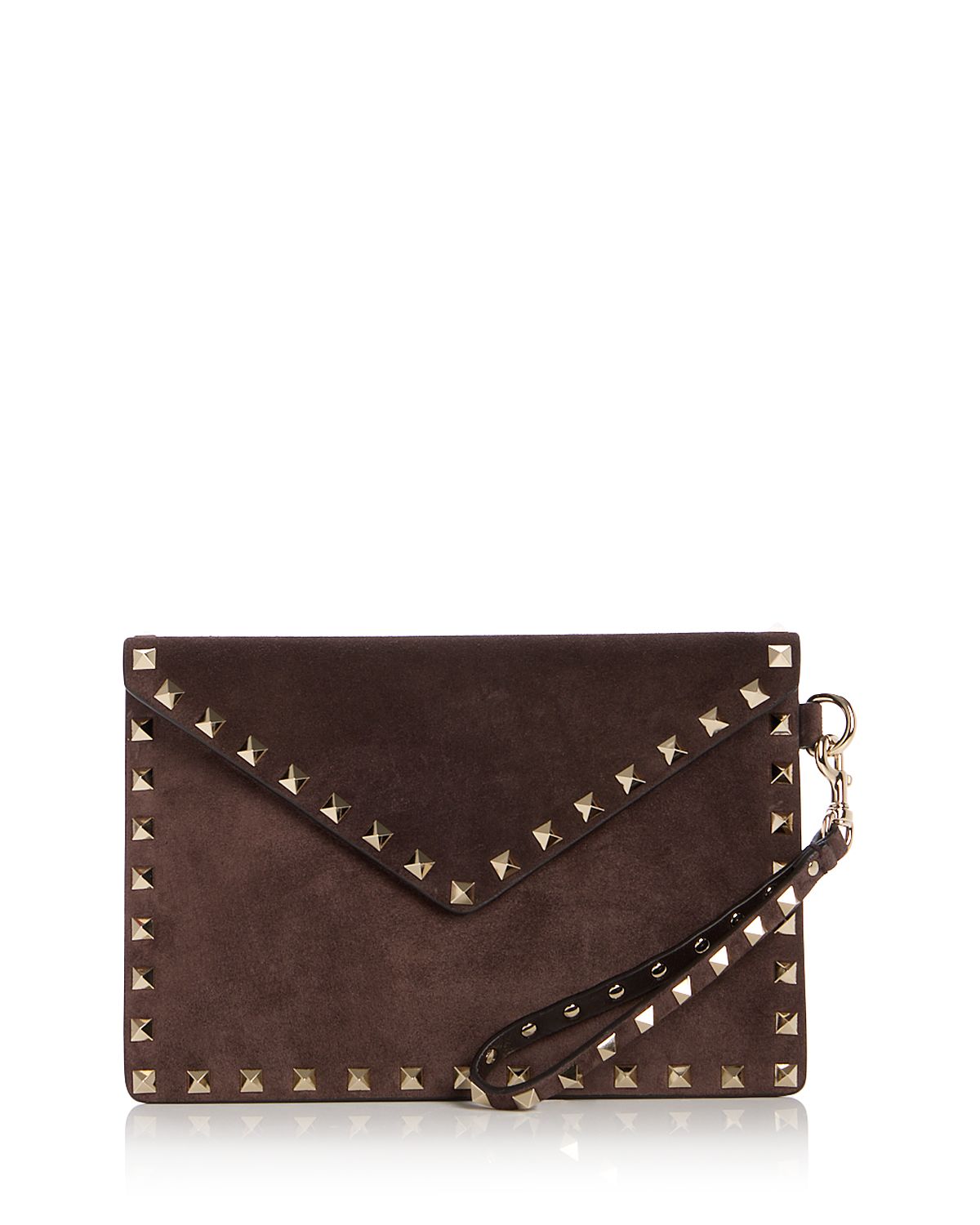 Valentino Garavani Rockstud Medium Suede Flat Pouch