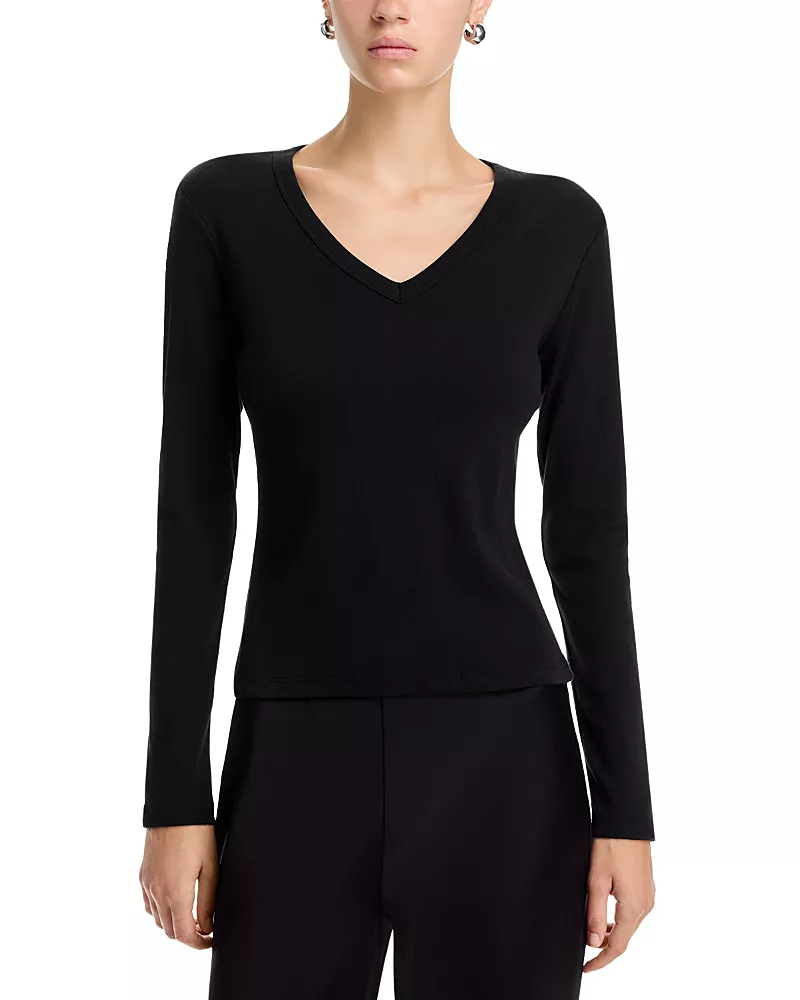 Leset Nando Slim Long Sleeve V Neck Top