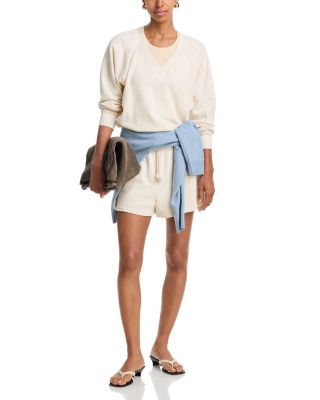 French Terry V Neck Sweatshirt & Sweat Shorts