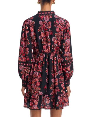 Placed Floral Long Sleeve Mini Dress - Exclusive - thumbnail 4