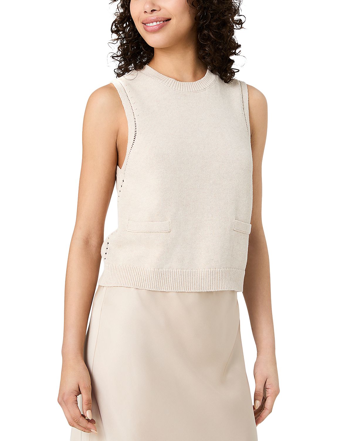 French Connection Mozart Sleeveless Pointelle Border Top