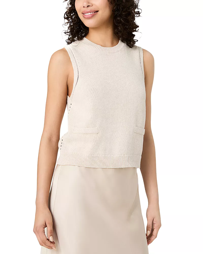 French Connection Mozart Sleeveless Pointelle Border Top