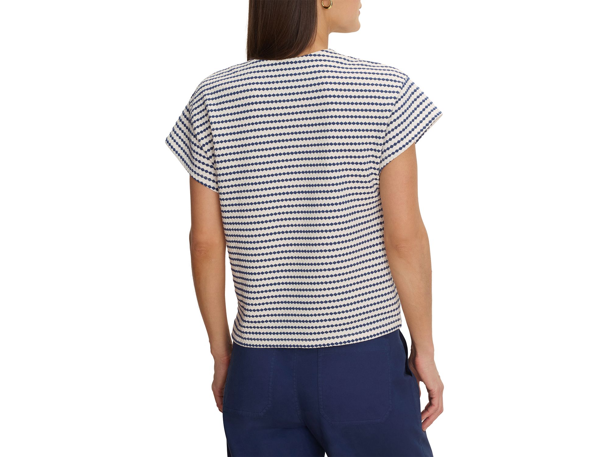 Cotton Blend Jacquard V Neck Top — Image 4