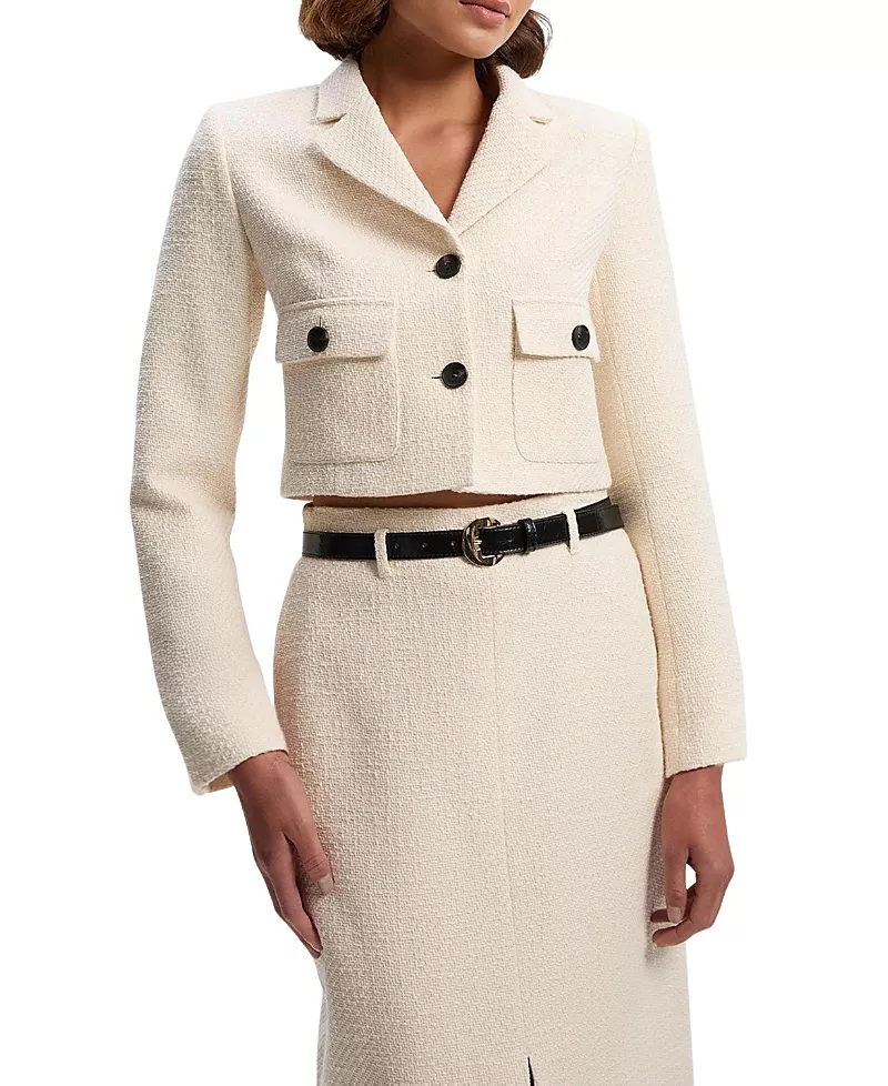 Karen Millen Double Button Tweed Cropped Jacket