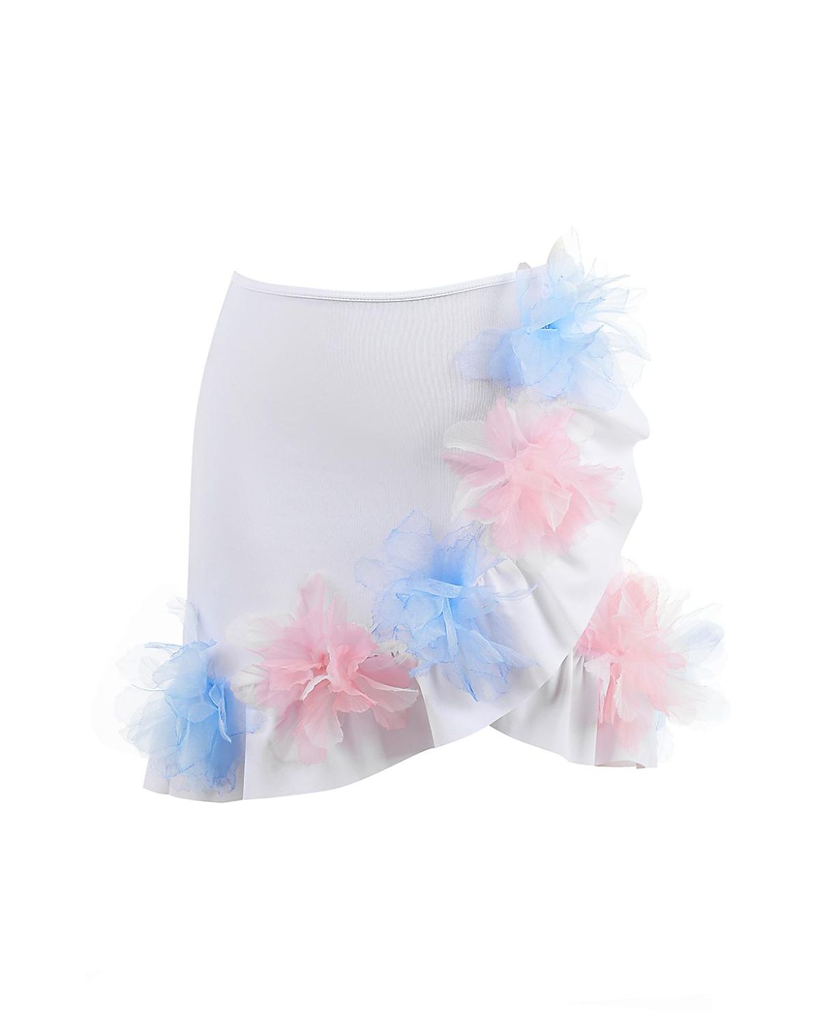 Nessi Byrd Girls' Asymmetrical Ruffle with 3D Tulle Flowers Skirt Cover Up - Little Kid, Big Kid