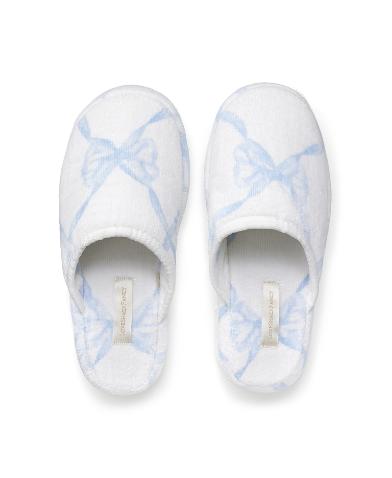 LoveShackFancy Bow Print Slippers