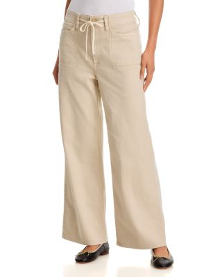 Ari Drawstring Waist High Rise Ankle Jeans in Vintage Biscotti