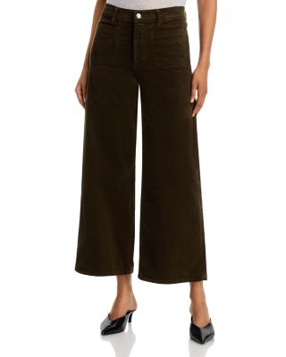 Le Slim Palazzo Mode High Rise Corduroy Jeans in Rich Military