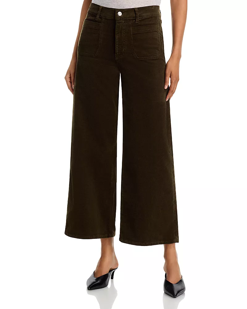 Frame Le Slim Palazzo Mode High Rise Corduroy Jeans in Rich Military