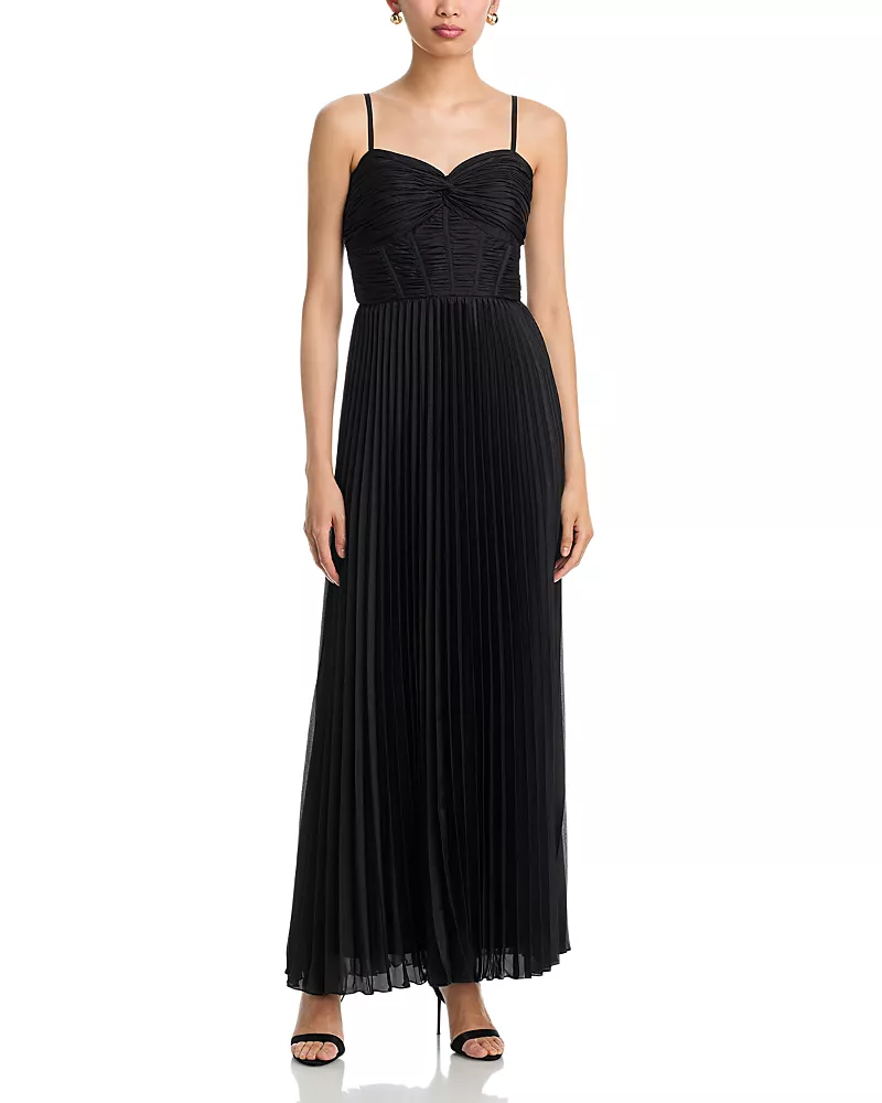 Aqua Orzna Pleated Gown - Exclusive