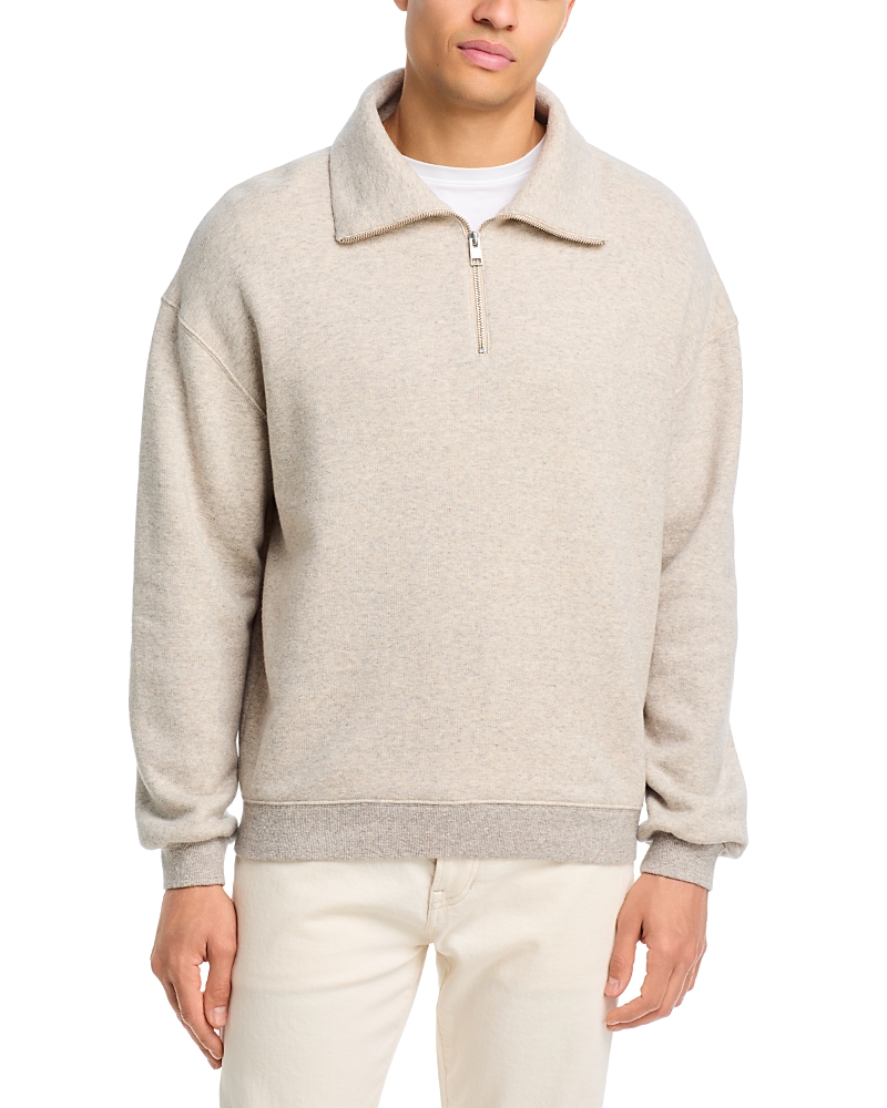 Frame Relaxed Quarter Zip Cotton Blend Sweatshirt