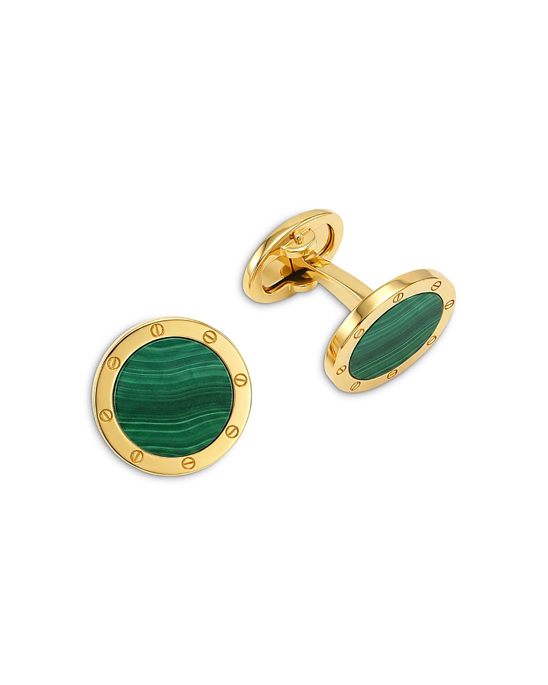 Jan Leslie 18K Gold Vermeil Rivet Malachite Cufflinks