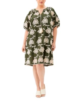 Plus Puff Sleeve Tassel Dress