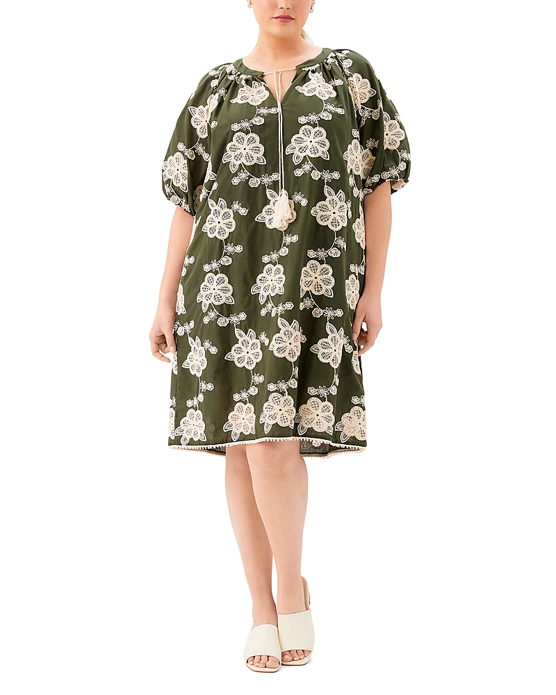 Karen Kane Plus Puff Sleeve Tassel Dress