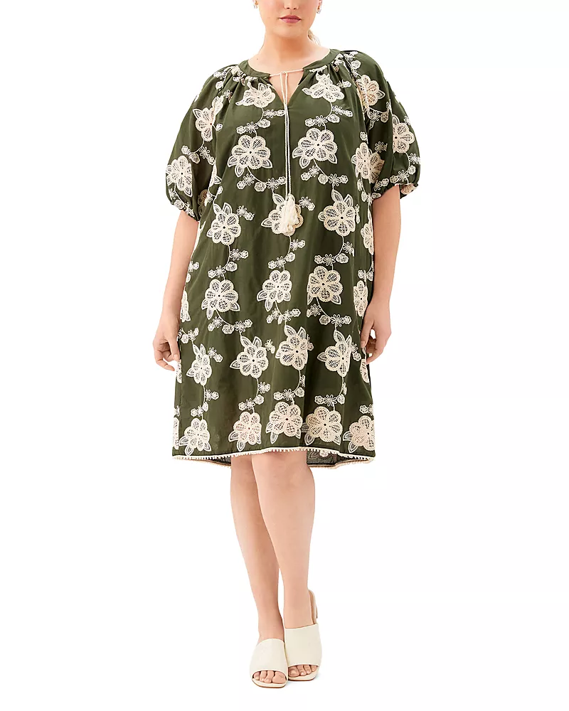 Karen Kane Plus Puff Sleeve Tassel Dress