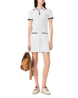 maje knit polo dress Maje Women's Knit polo dress with crochet - White