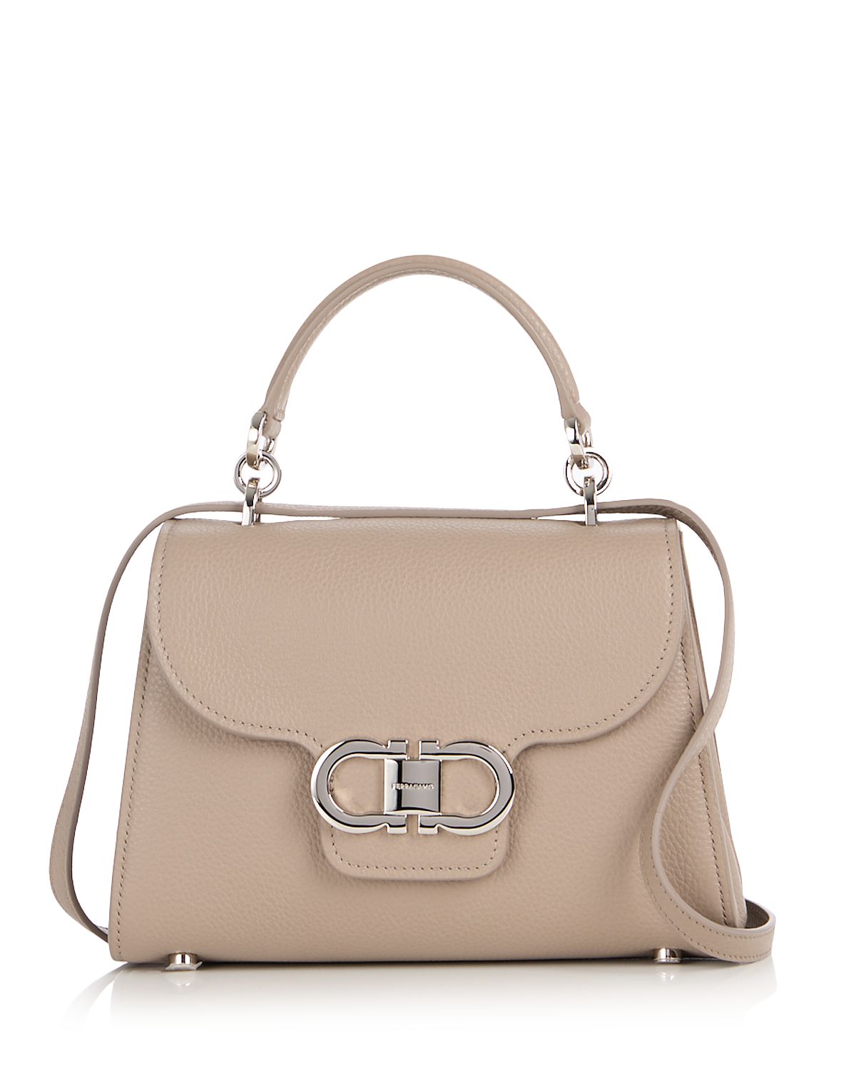 Ferragamo Double Gancini Leather Top Handle Bag