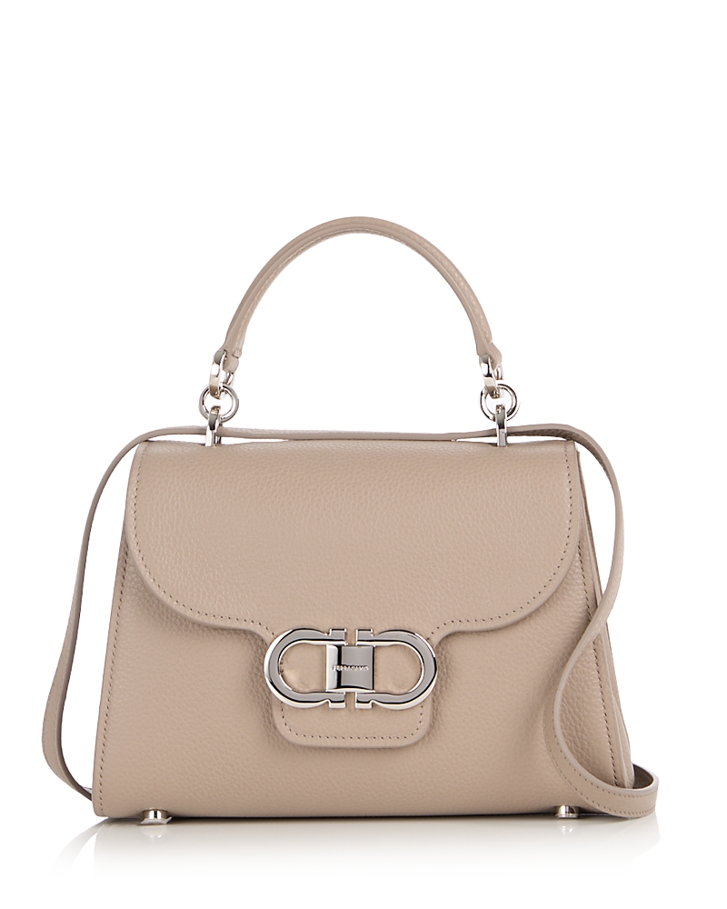 Ferragamo Double Gancini Leather Top Handle Bag