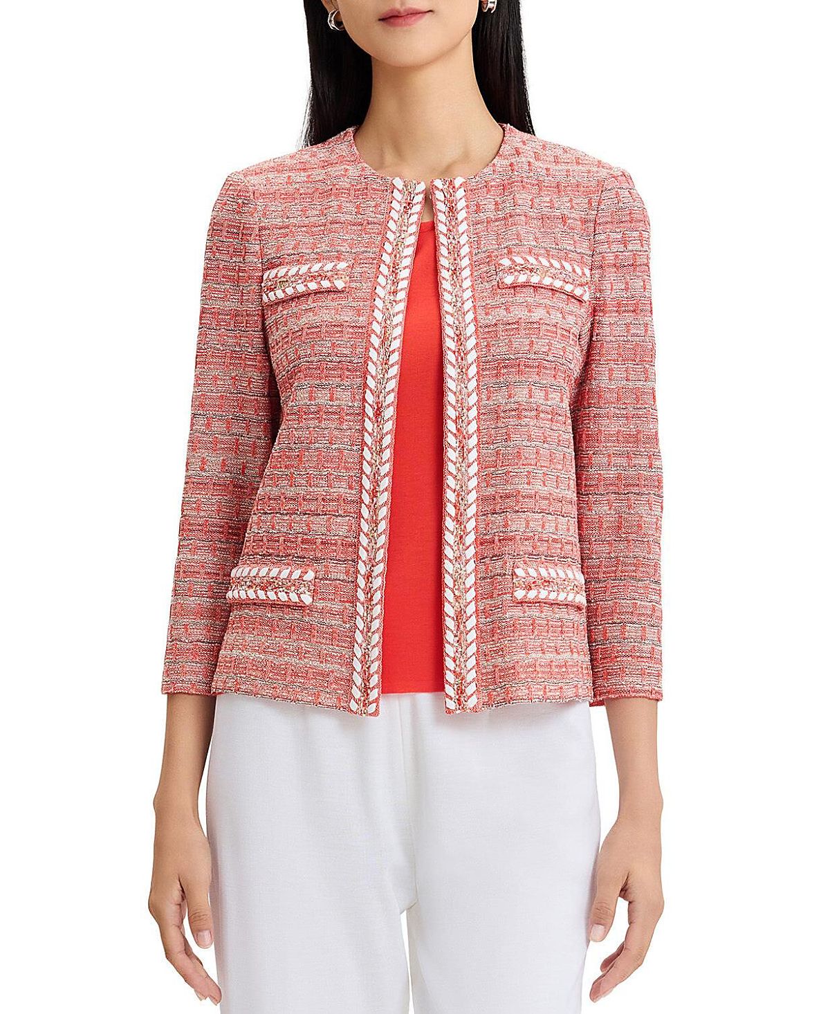 Misook Heritage Whipstitch Trim Knit Jacket