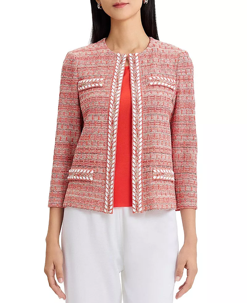 Misook Heritage Whipstitch Trim Knit Jacket