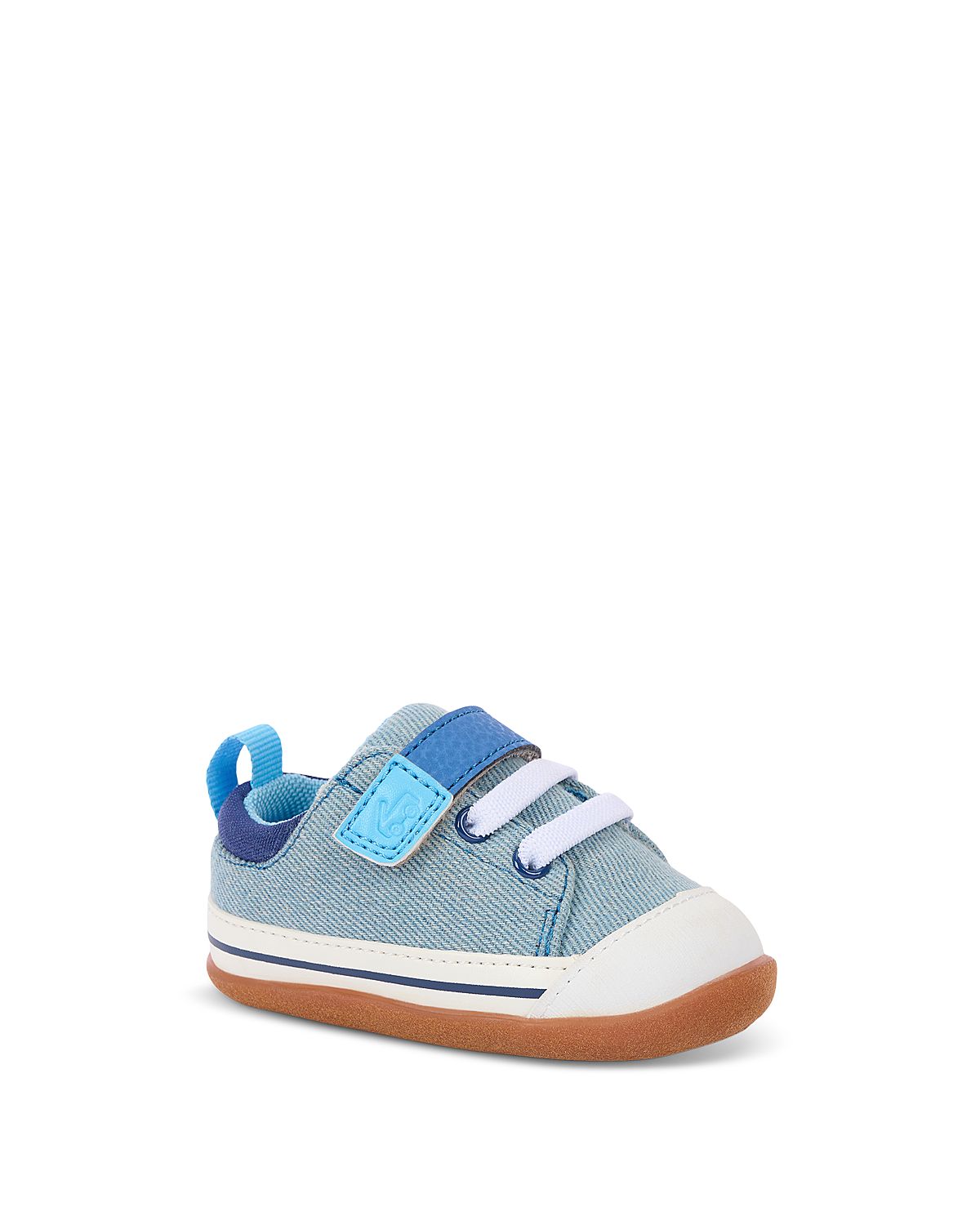 See Kai Run Boys' Stevie Mini Washed Denim First Walker Sneakers - Baby, Toddler