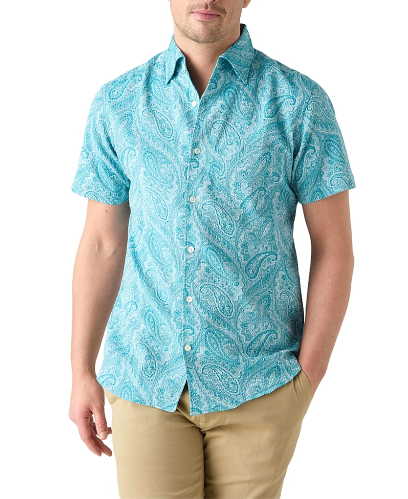 Robert Talbott Morgan Paisley Jacquard Seersucker Short Sleeve Shirt