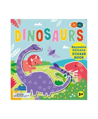  Reusable Silicone Dinosaur Sticker Book, Ages 3+