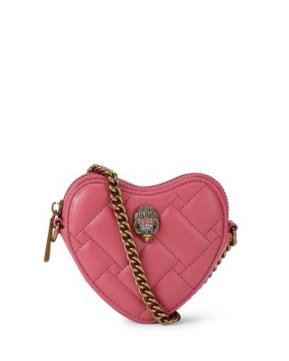 Kurt Geiger Micro Heart Quilted Crossbody In Pink