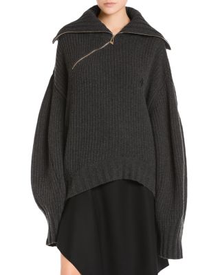 Oversized Asymmetric Zip Wool & Cashmere Sweater