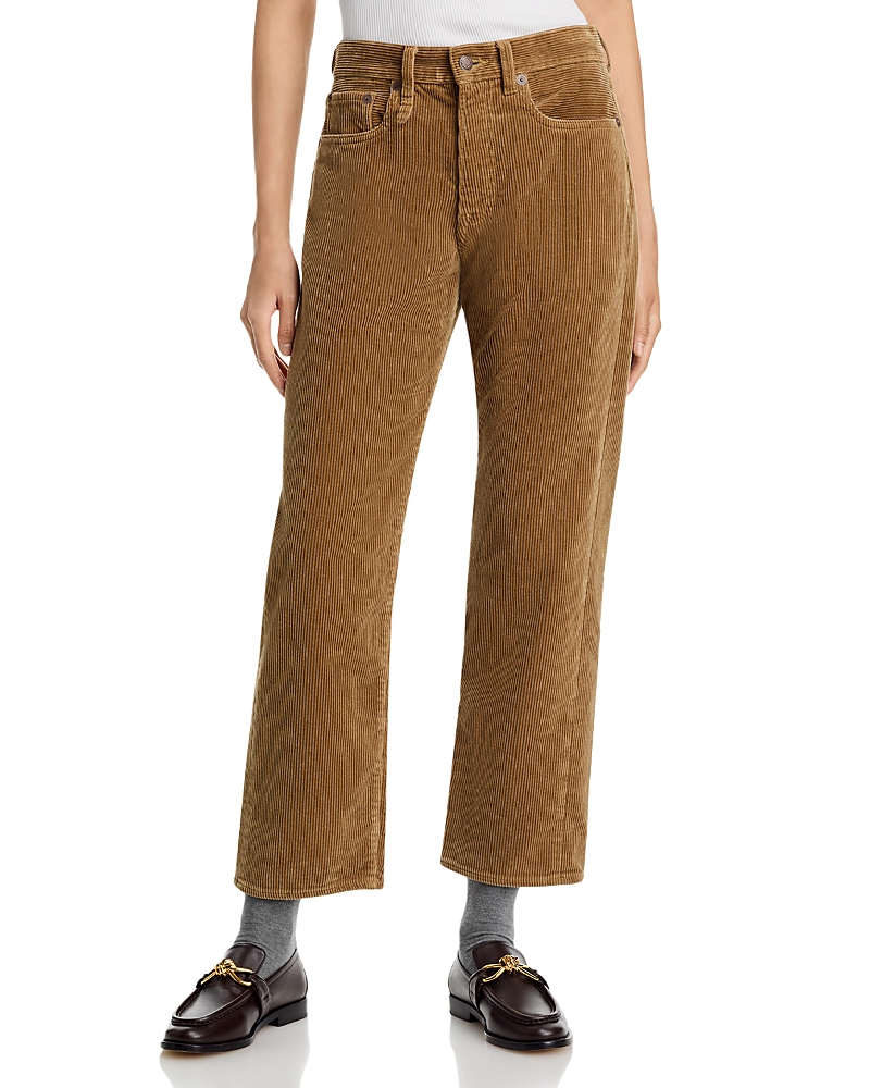 R13 Bf High Rise Ankle Straight Jeans in Heavy Tan Cord Brown